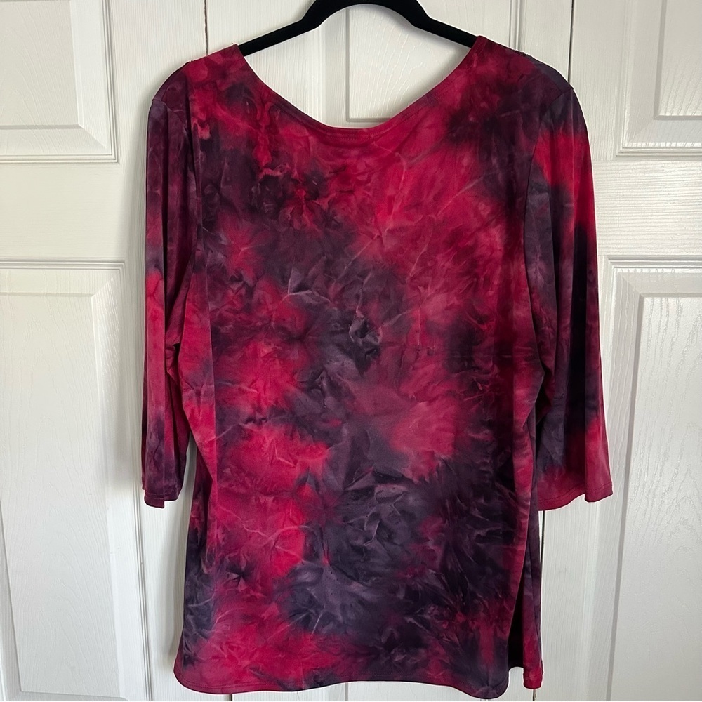Bobbie Brooks Womens 2X Top Sequin Tie Dye Flowy Office Stretch Boho Colorful - Picture 4 of 10